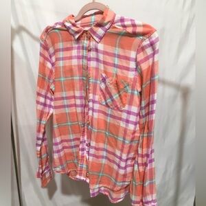 American Eagle Colorful Plaid Button-Up Shirt